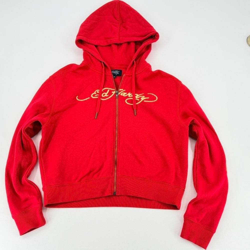 Ed Hardy Red Zip Hoodie Dragon‎ Graphic Y2K Streetwear XL